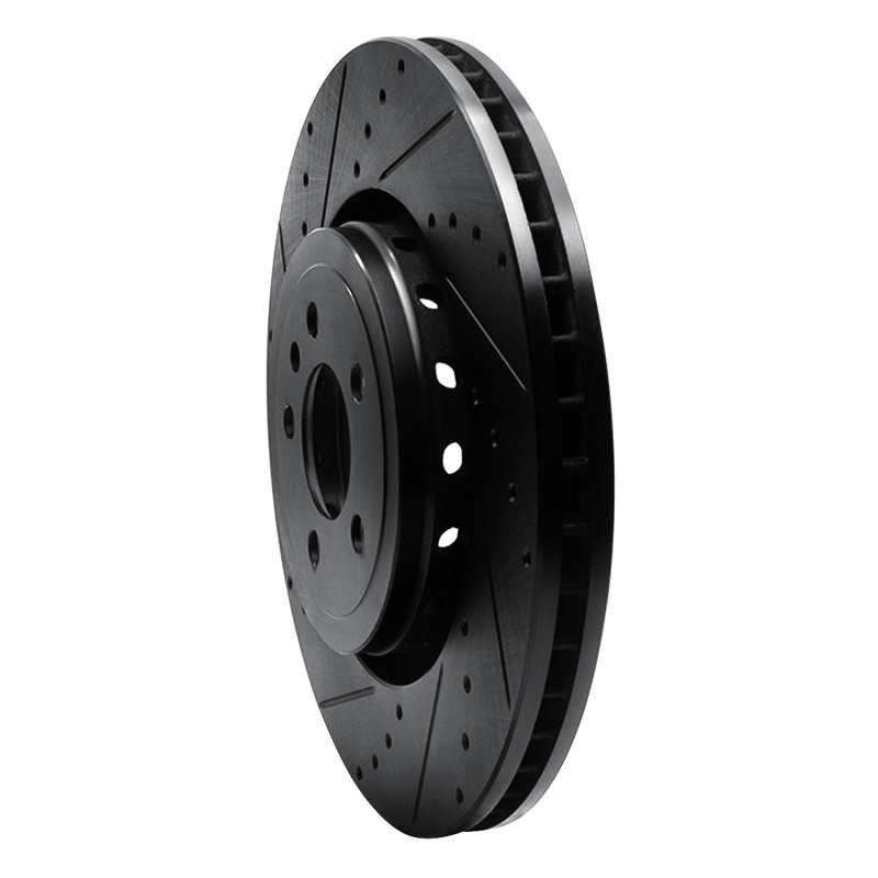 Dodge Charger Brake Rotor (1) - Front Left - R1 Concepts - Drilled & Slotted - Black - `14-`23